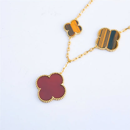 [Riva Jewelry ]CLOVER BRACELET 5 MOTIFS CARNELIAN TIGER EYE