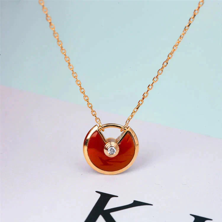 [Riva Jewelry ]AMULETTE GOLD CARNELIAN ONYX NECKLACE