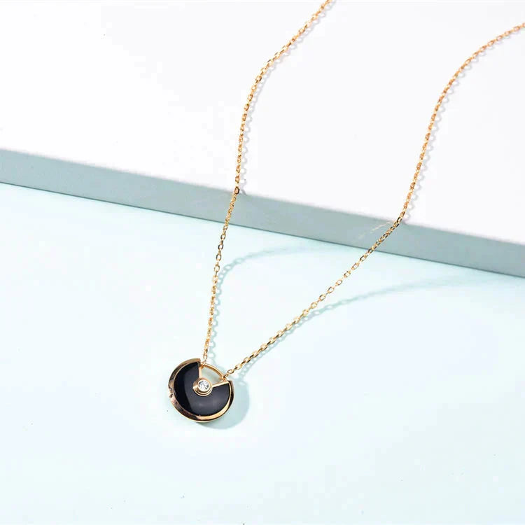 [Riva Jewelry ]AMULETTE GOLD CARNELIAN ONYX NECKLACE