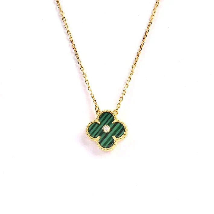 [Riva Jewelry ]CLOVER 15MM DIAMOND TURQUOISE NECKLACE