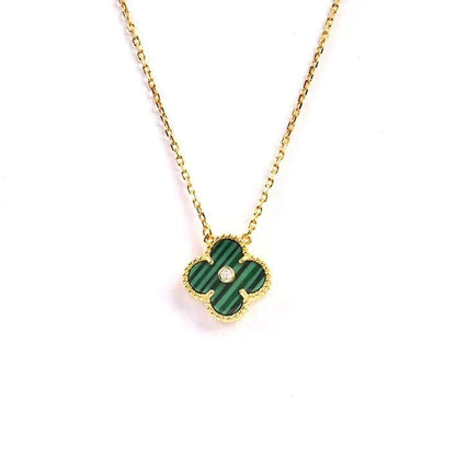 [Riva Jewelry ]CLOVER 15MM DIAMOND TURQUOISE NECKLACE