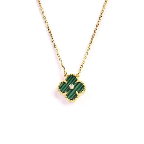 [Riva Jewelry ]CLOVER 15MM DIAMOND TURQUOISE NECKLACE