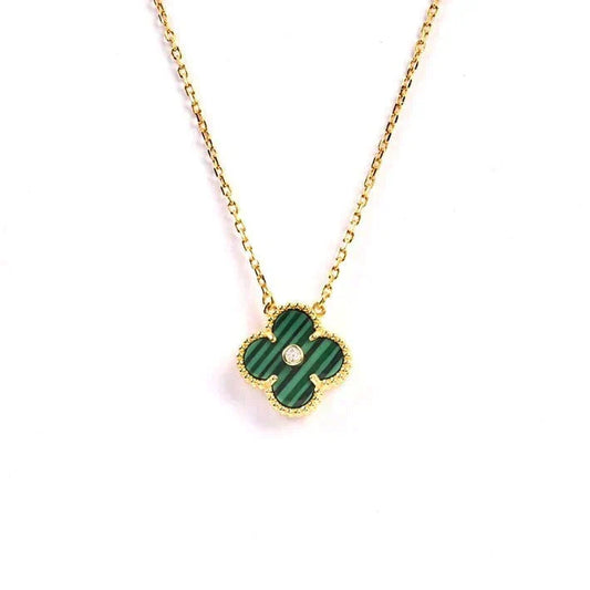 [Riva Jewelry ]CLOVER 15MM DIAMOND TURQUOISE NECKLACE