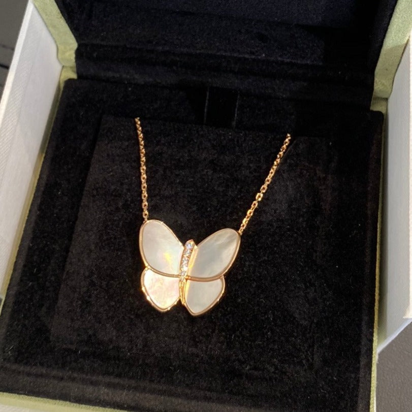 [Riva Jewelry ]BUTTERFLY GOLD MOP DIAMOND NECKLACE