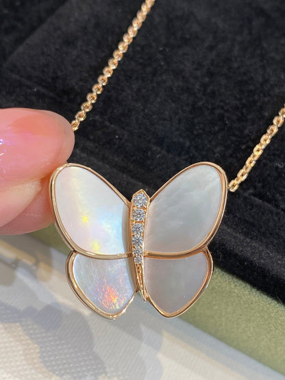[Riva Jewelry ]BUTTERFLY GOLD MOP DIAMOND NECKLACE