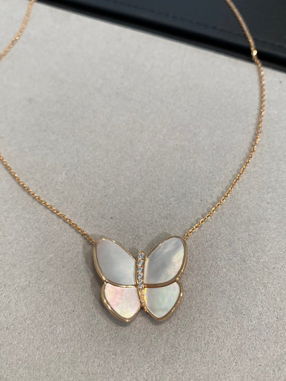 [Riva Jewelry ]BUTTERFLY GOLD MOP DIAMOND NECKLACE