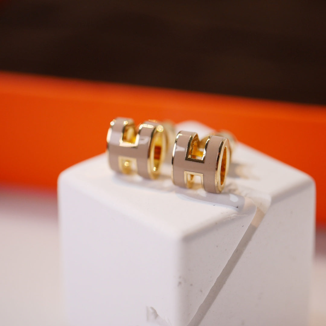 [Riva Jewelry]MINI POP H GOLD OHRRINGE GRAU