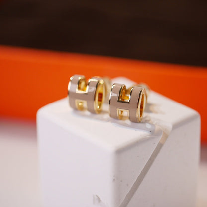 [Riva Jewelry]MINI POP H GOLD OHRRINGE GRAU