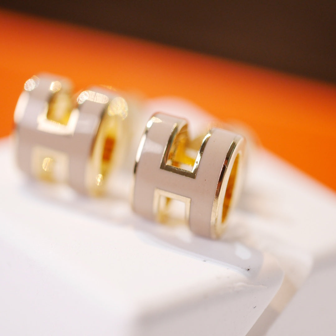 [Riva Jewelry]MINI POP H GOLD OHRRINGE GRAU