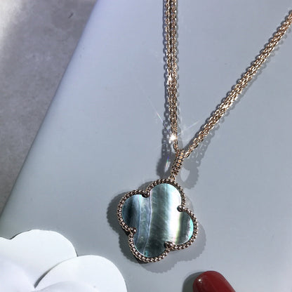[Riva Jewelry ]CLOVER 25MM GOLD DARK MOP BIG CLOVER NECKLACE