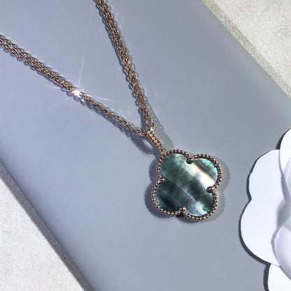 [Riva Jewelry ]CLOVER 25MM GOLD DARK MOP BIG CLOVER NECKLACE