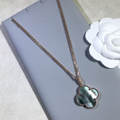 [Riva Jewelry ]CLOVER 25MM GOLD DARK MOP BIG CLOVER NECKLACE