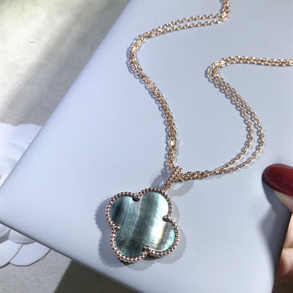 [Riva Jewelry ]CLOVER 25MM GOLD DARK MOP BIG CLOVER NECKLACE