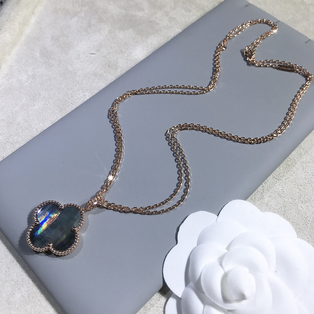 [Riva Jewelry ]CLOVER 25MM GOLD DARK MOP BIG CLOVER NECKLACE