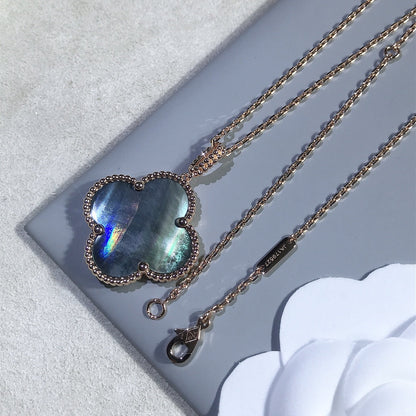 [Riva Jewelry ]CLOVER 25MM GOLD DARK MOP BIG CLOVER NECKLACE