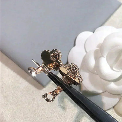 [Riva Jewelry ]CLOVER MEDIUM 1 MOTIFS  PINK MOP DIAMOND EARRINGS