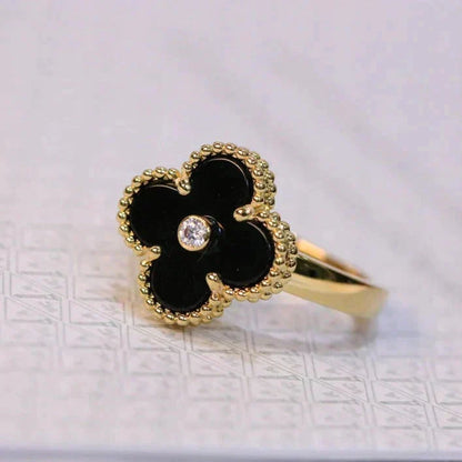 [Riva Jewelry ]CLOVER ONYX RING GOLD DIAMOND