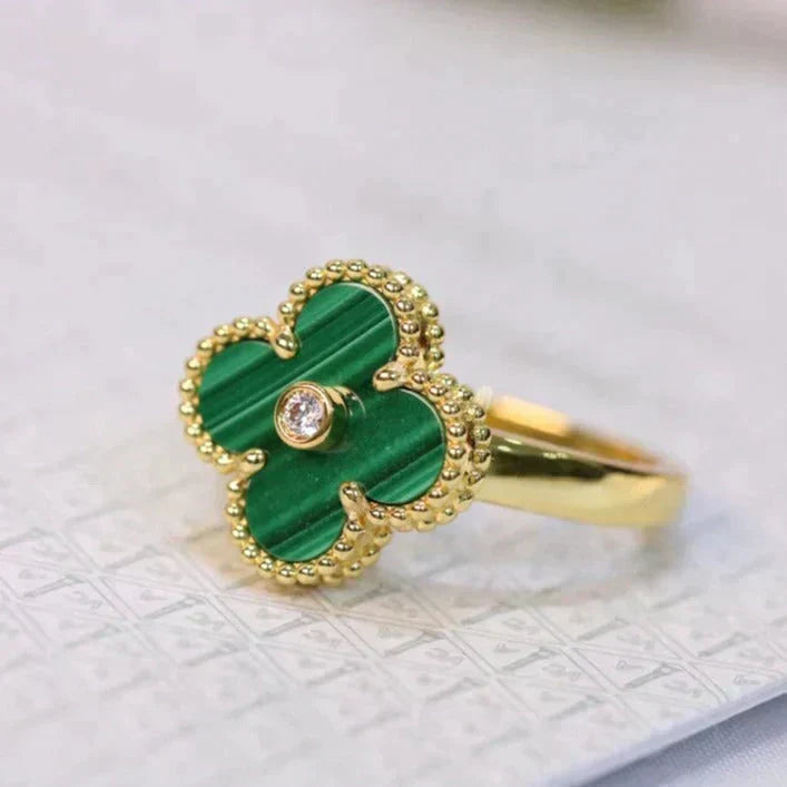 [Riva Jewelry ]CLOVER MALACHITE RING GOLD DIAMOND