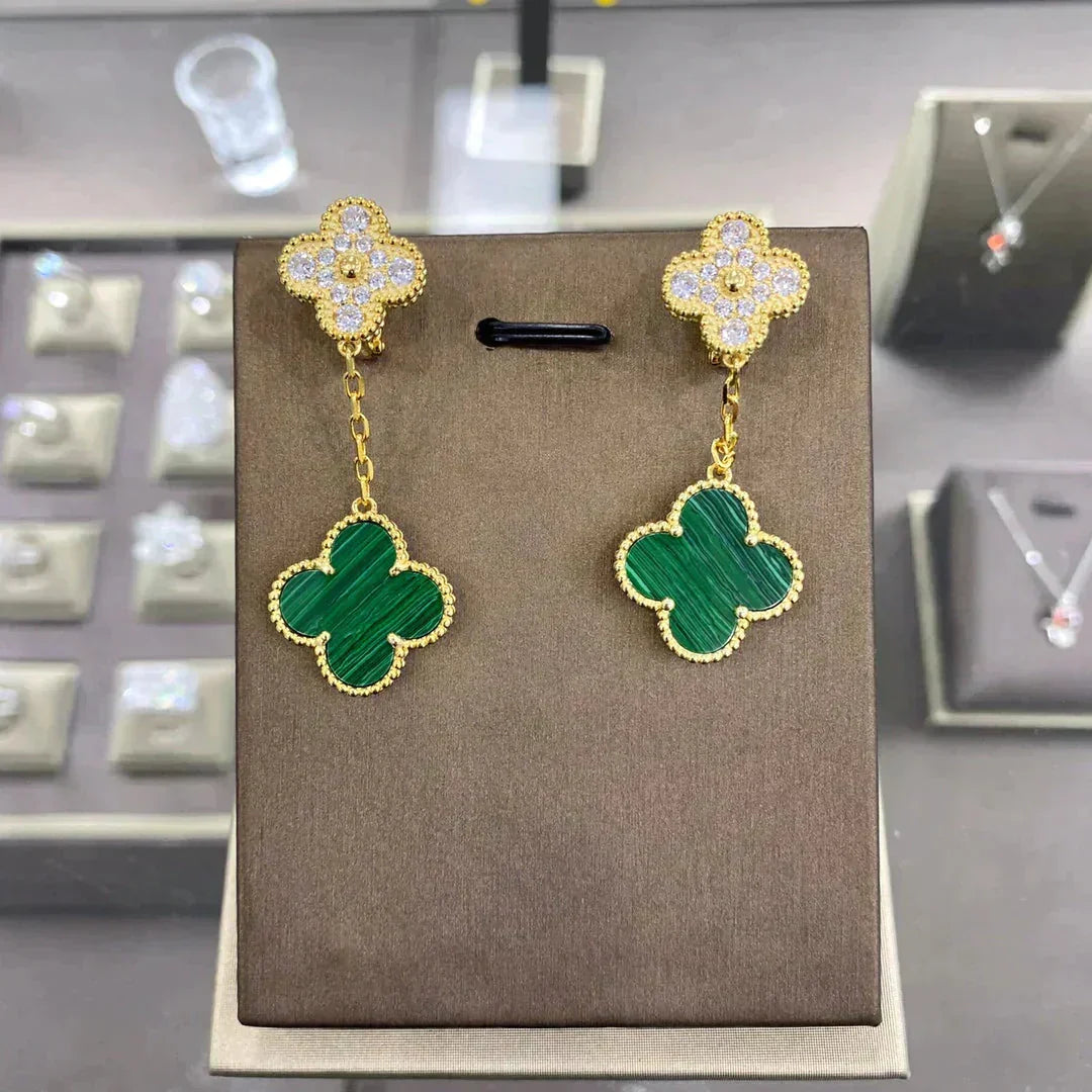 [Riva Jewelry ]CLOVER  2 MOTIFS  DIAMOND  EARRINGS (MULTIPLE CHOICESç´