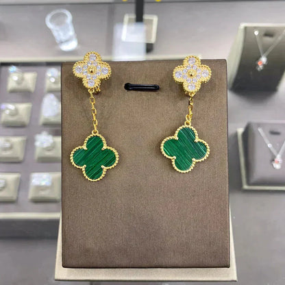 [Riva Jewelry ]CLOVER  2 MOTIFS  DIAMOND  EARRINGS (MULTIPLE CHOICESç´