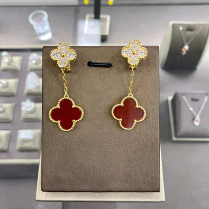 [Riva Jewelry ]CLOVER  2 MOTIFS  DIAMOND  EARRINGS (MULTIPLE CHOICESç´