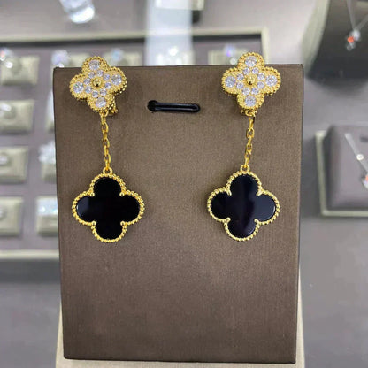 [Riva Jewelry ]CLOVER  2 MOTIFS  DIAMOND  EARRINGS (MULTIPLE CHOICESç´