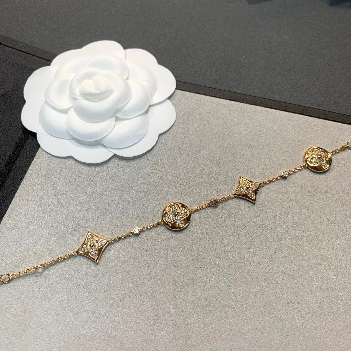 [Riva Jewelry ]STAR AND SUN 4 MOTIFS GOLD DIAMONDS BRACELET