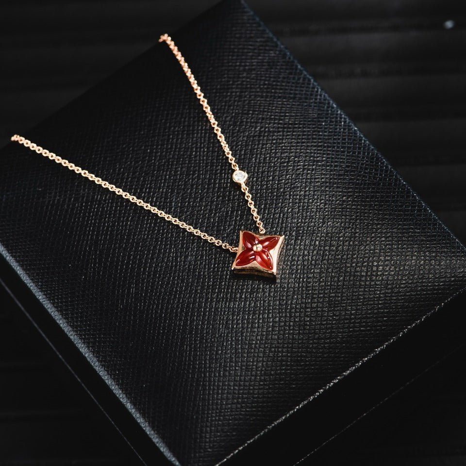 [Riva Jewelry ]STAR NECKLACE PINK GOLD 1 DIAMOND