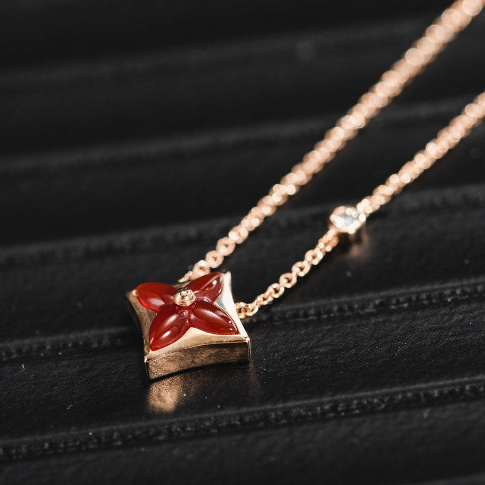 [Riva Jewelry ]STAR NECKLACE PINK GOLD 1 DIAMOND