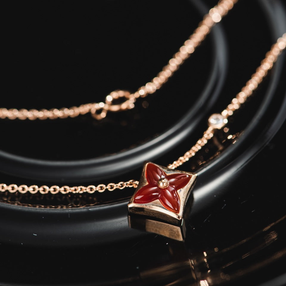[Riva Jewelry ]STAR NECKLACE PINK GOLD 1 DIAMOND