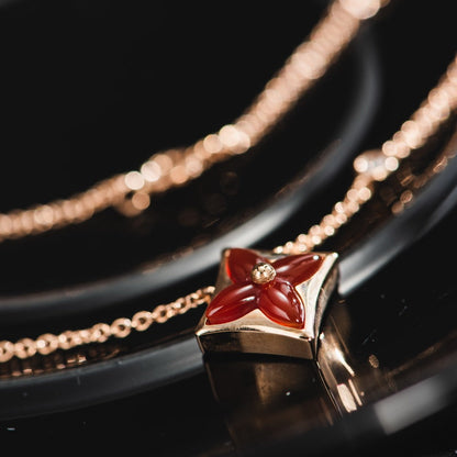 [Riva Jewelry]STAR NECKLACE ROSE GOLD 1 DIAMOND