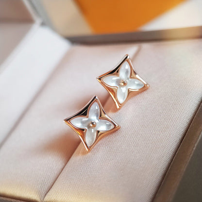 [Riva Jewelry ]STAR MOP PINK GOLD EARRINGS