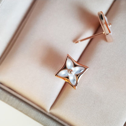 [Riva Jewelry ]STAR MOP PINK GOLD EARRINGS