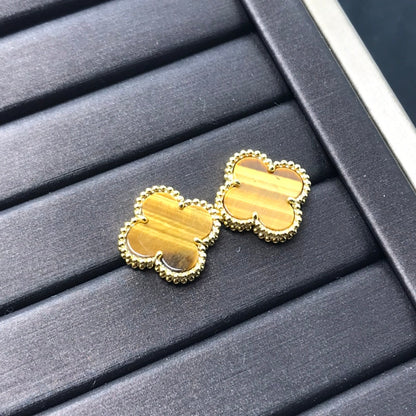 [Riva Jewelry ]CLOVER MEDIUM 1 MOTIFS TIGER EYE EARRINGS