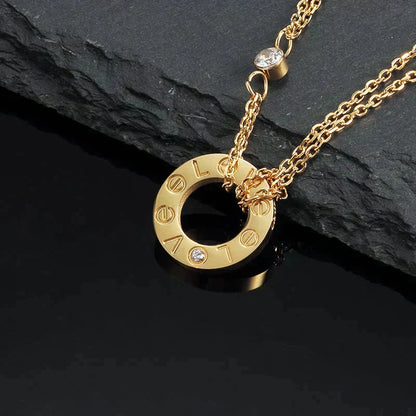 [Riva Jewelry ]LOVE NECKLACE 16MM 2 DIAMONDS