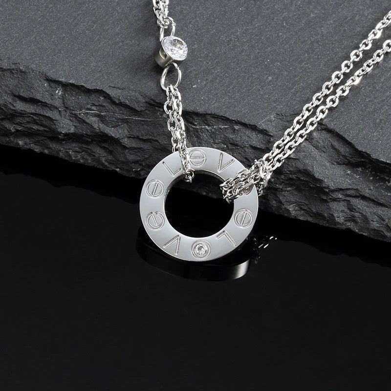 [Riva Jewelry ]LOVE NECKLACE 16MM 2 DIAMONDS