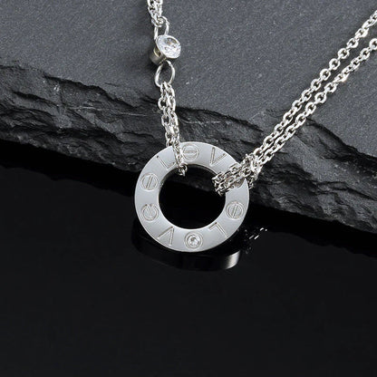 [Riva Jewelry ]LOVE NECKLACE 16MM 2 DIAMONDS