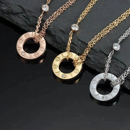 [Riva Jewelry ]LOVE NECKLACE 16MM 2 DIAMONDS