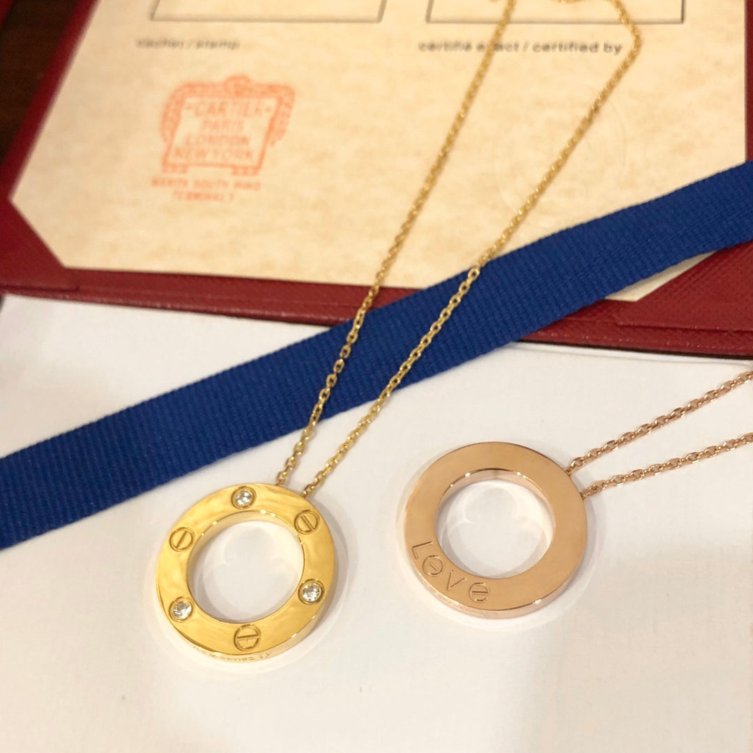 [Riva Jewelry ]LOVE NECKLACE 16MM 3 DIAMONDS