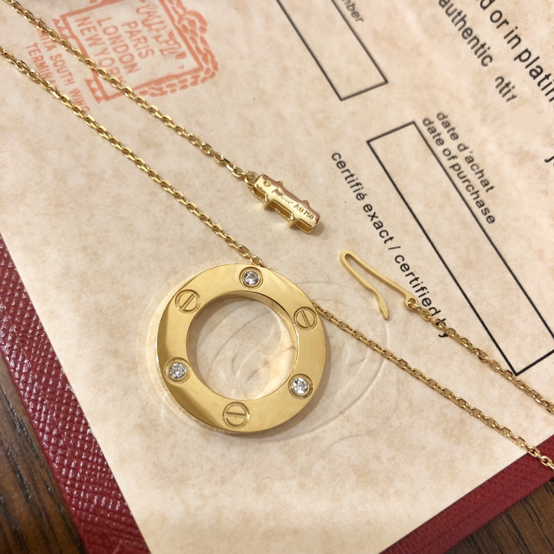 [Riva Jewelry ]LOVE NECKLACE 16MM 3 DIAMONDS