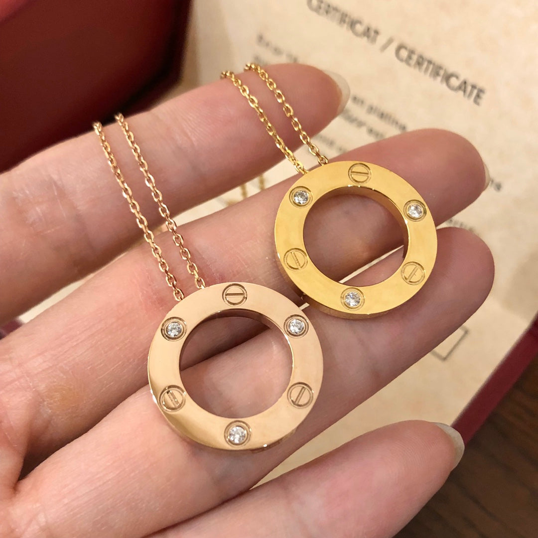 [Riva Jewelry ]LOVE NECKLACE 16MM 3 DIAMONDS