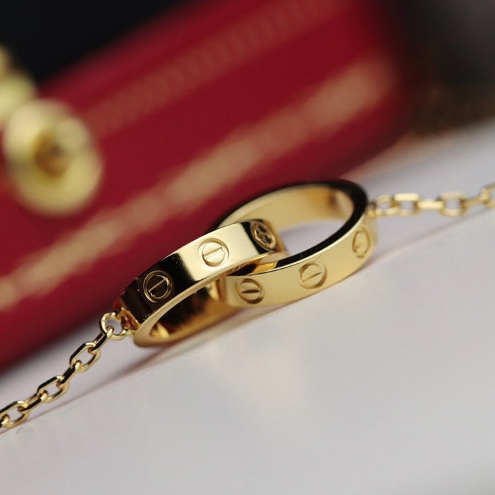 [Riva Jewelry ]LOVE NECKLACE DOUBLE RING GOLD