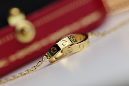 [Riva Jewelry ]LOVE NECKLACE DOUBLE RING GOLD
