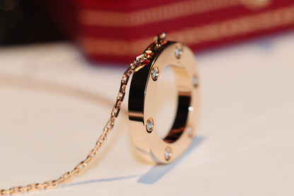 [Riva Jewelry ]LOVE NECKLACE 16MM 6 DIAMONDS PINK GOLD