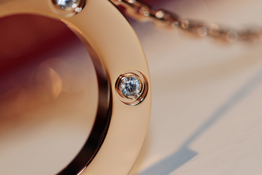 [Riva Jewelry ]LOVE NECKLACE 16MM 6 DIAMONDS PINK GOLD