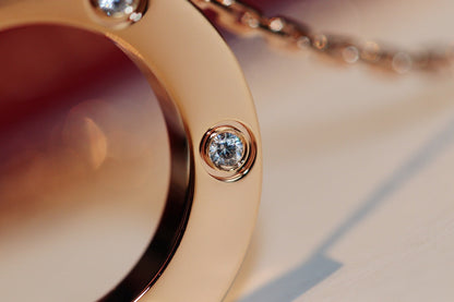 [Riva Jewelry ]LOVE NECKLACE 16MM 6 DIAMONDS PINK GOLD