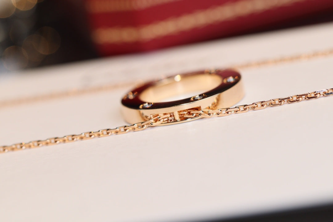 [Riva Jewelry ]LOVE NECKLACE 16MM 6 DIAMONDS PINK GOLD