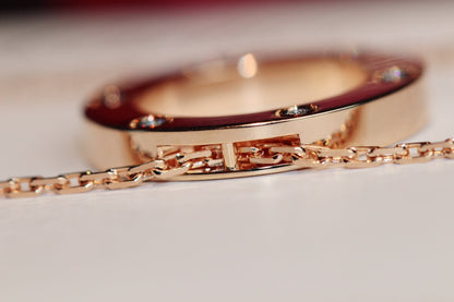 [Riva Jewelry ]LOVE NECKLACE 16MM 6 DIAMONDS PINK GOLD