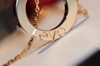 [Riva Jewelry ]LOVE NECKLACE 16MM 6 DIAMONDS PINK GOLD