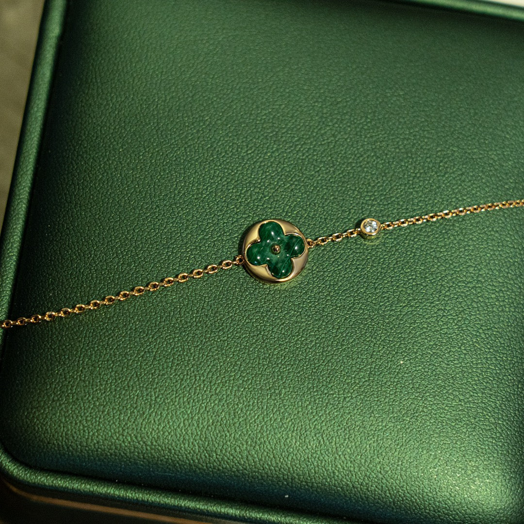 [Riva Jewelry]SUN MALACHITE 1 DIAMOND ROSE GOLD BRACELET